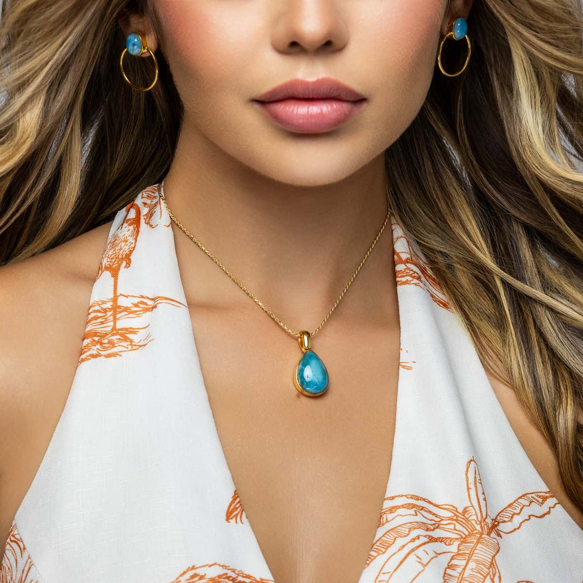 Gold Vermeil Larimar Pendant Marigold