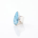 Larimar Ring Arlo, with a stunning teardrop-shaped Larimar stone