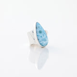 Larimar Ring Arlo, with a stunning teardrop-shaped Larimar stone