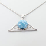 Triangle Shaped Larimar Pendant, Artisanal Jewellery for Women