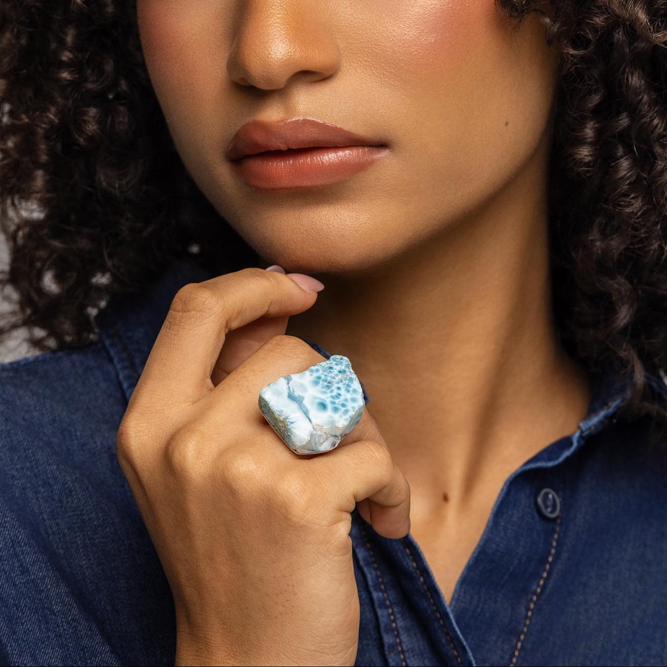 Rough Larimar Ring Gabi