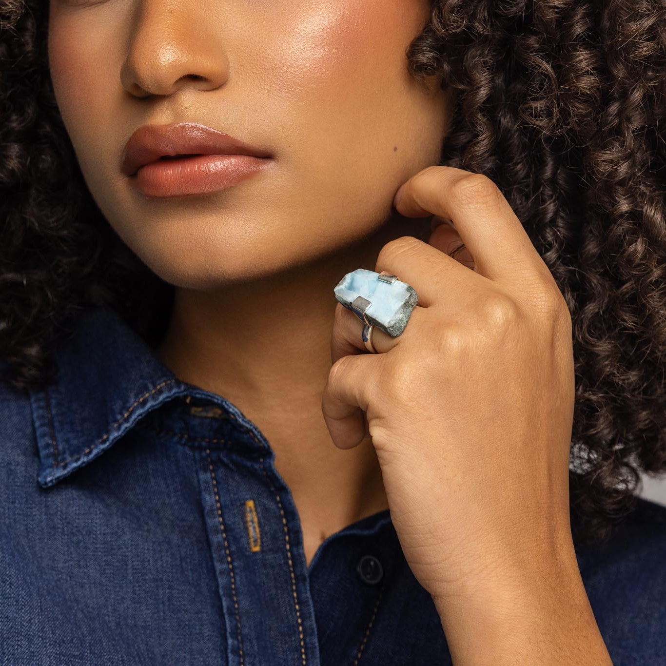 Rough Larimar Ring Gwenna