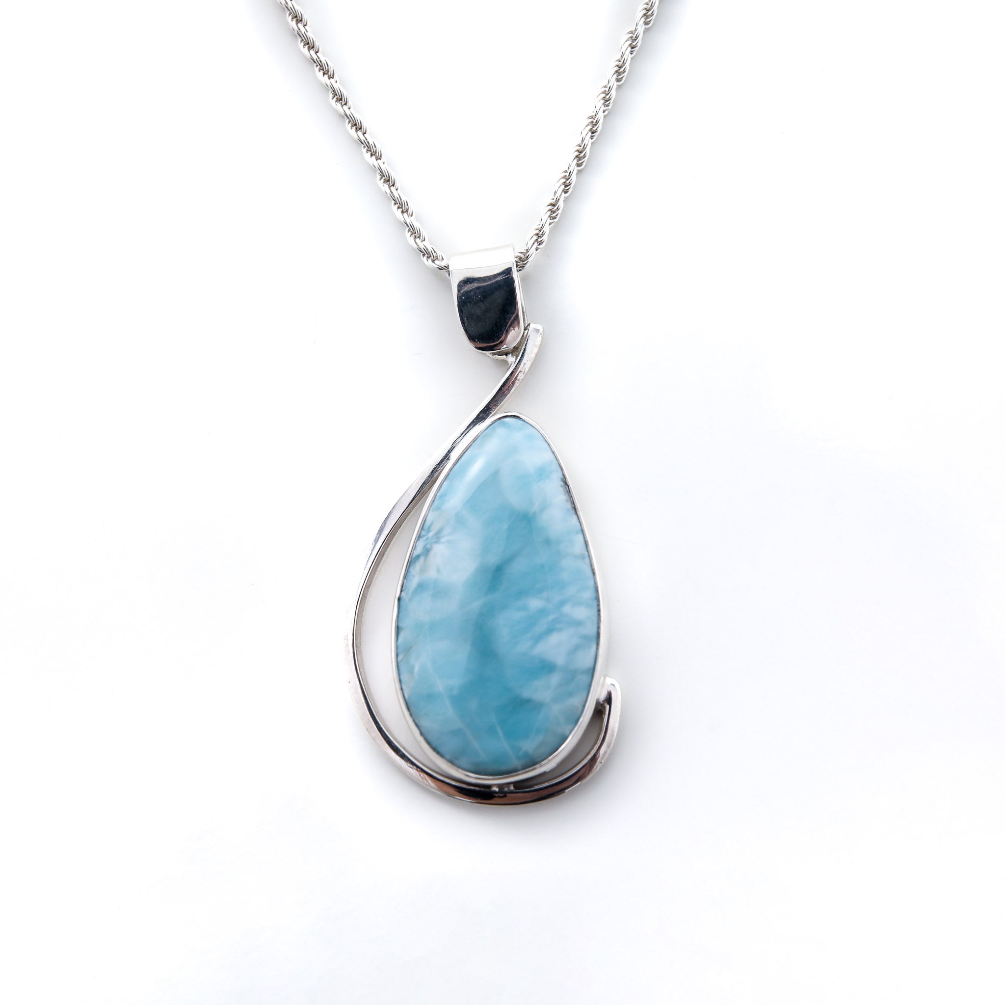 Larimar vibrant blue pendant for women