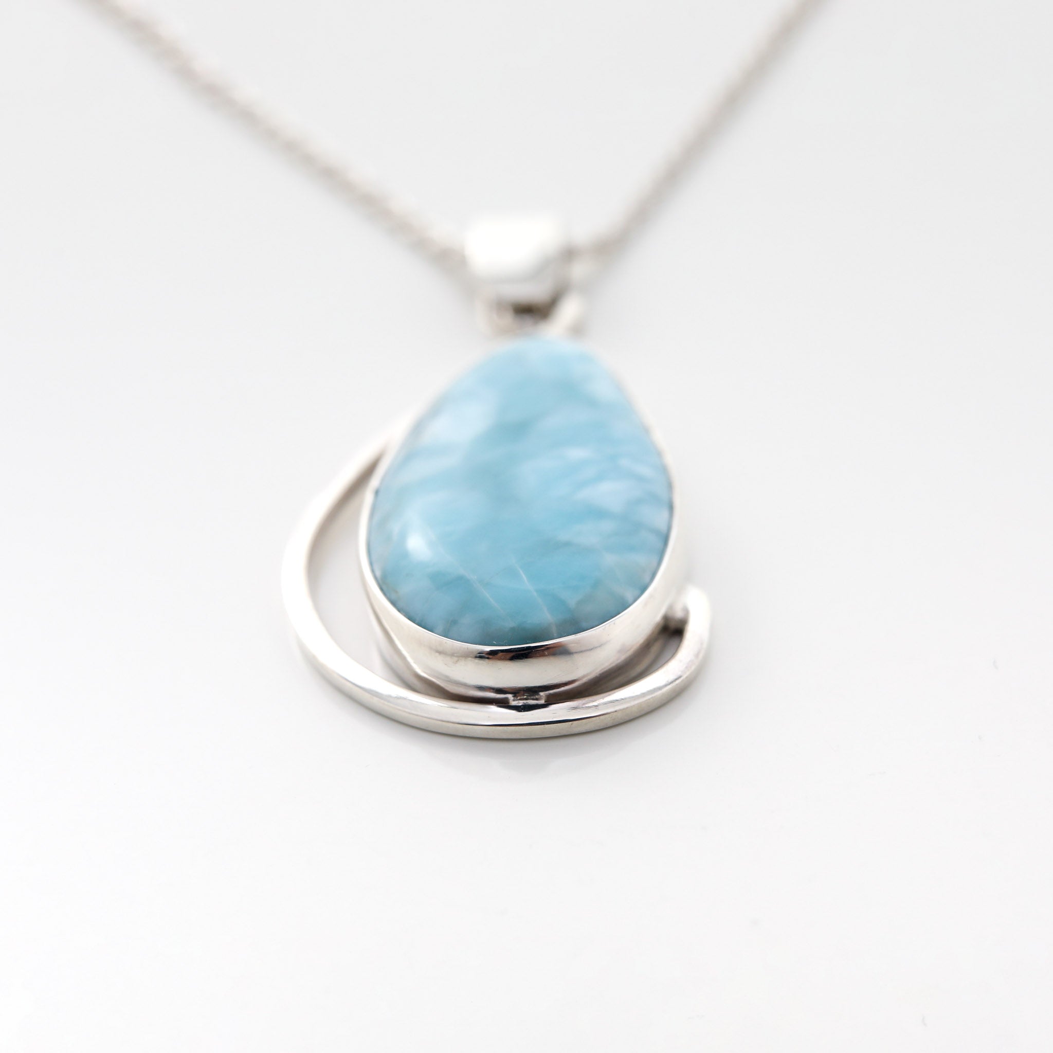 Larimar vibrant blue pendant for women