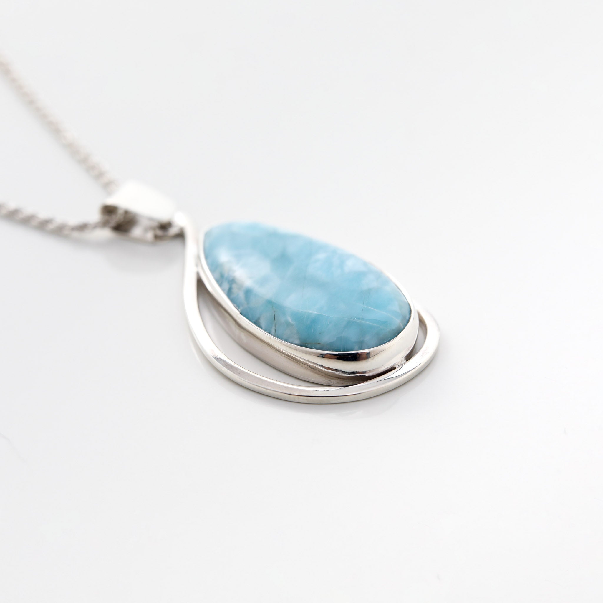Larimar vibrant blue pendant for women