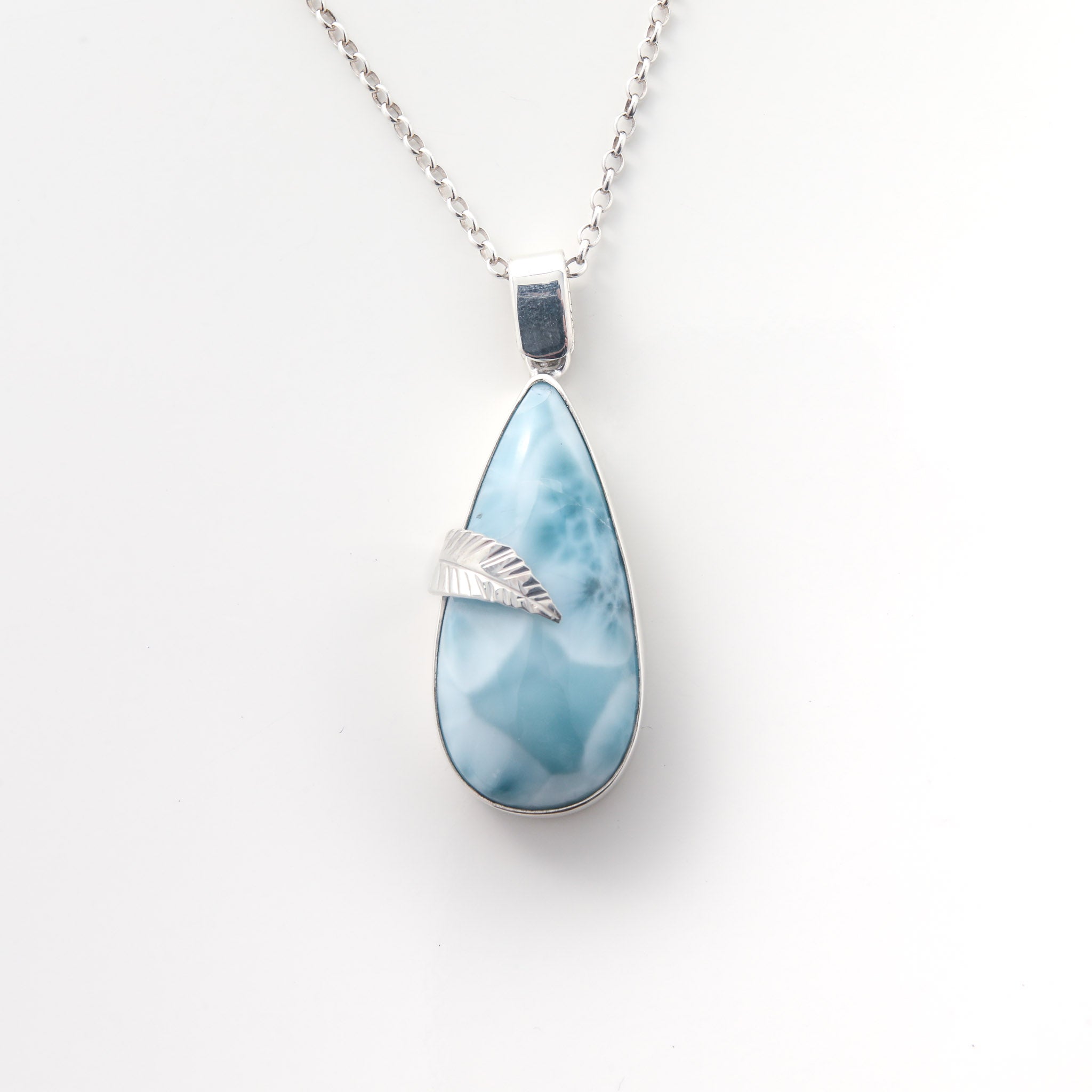 Pendant Blue Larimar Stone and Silver