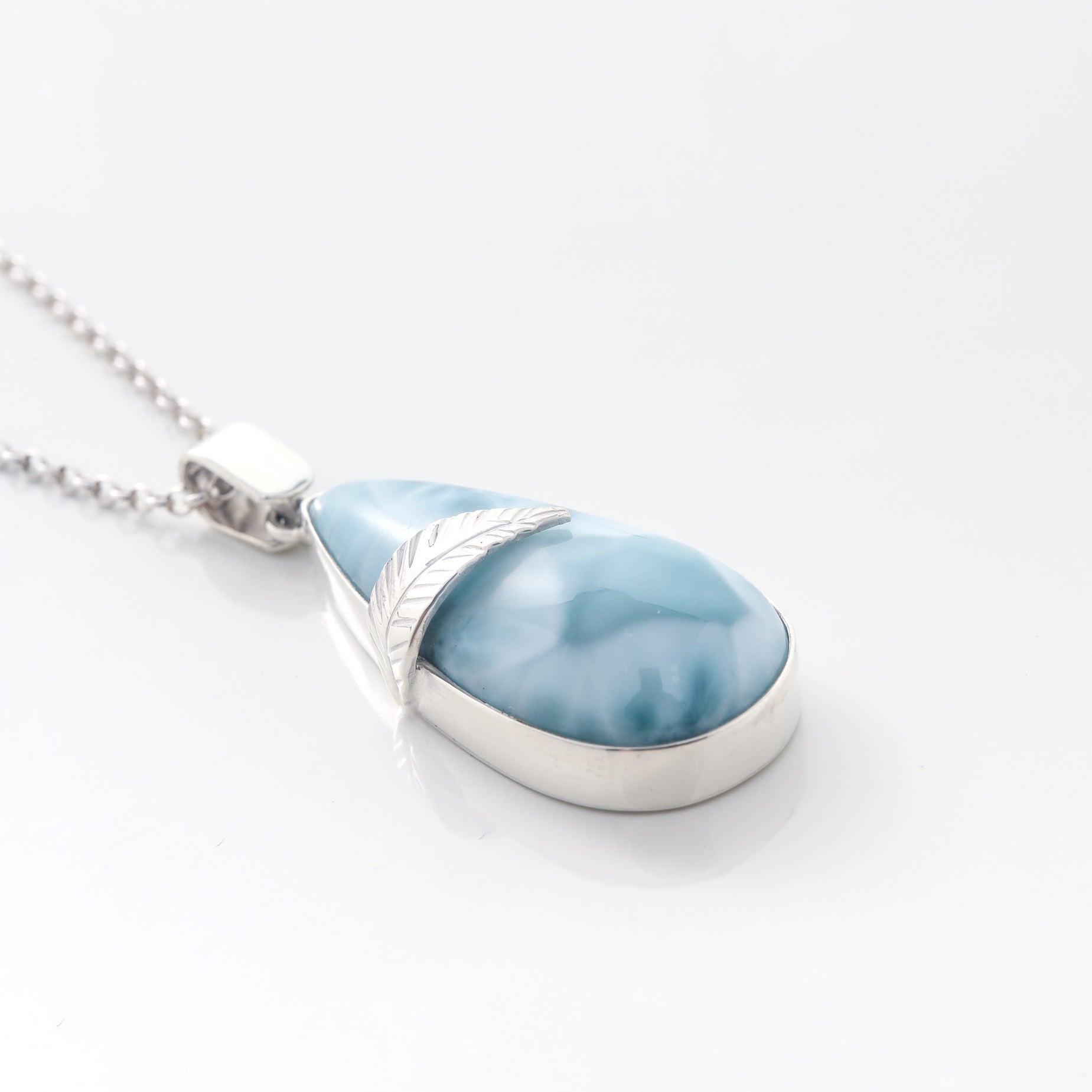 Pendant Blue Larimar Stone and Silver