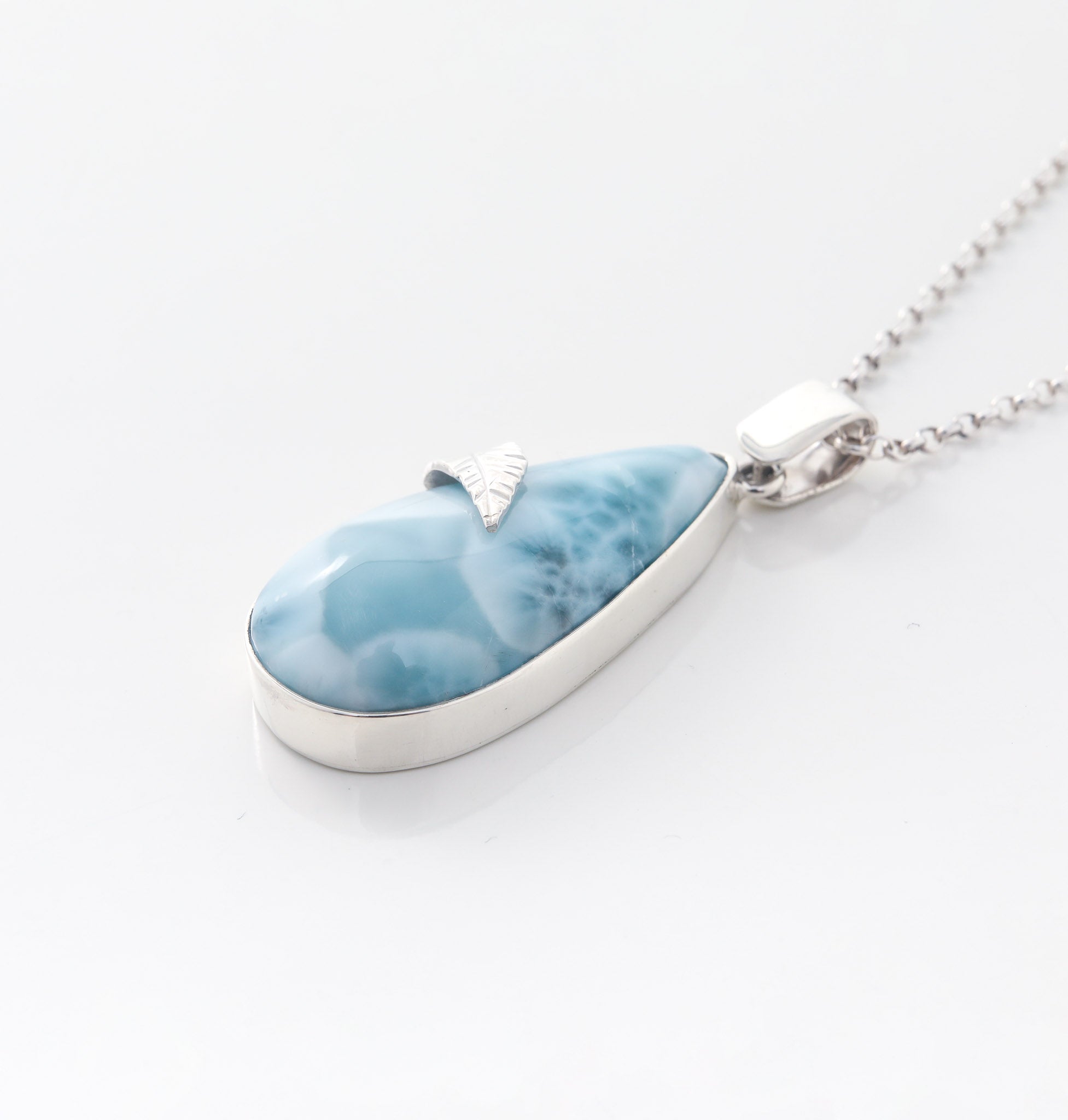 Pendant Blue Larimar Stone and Silver