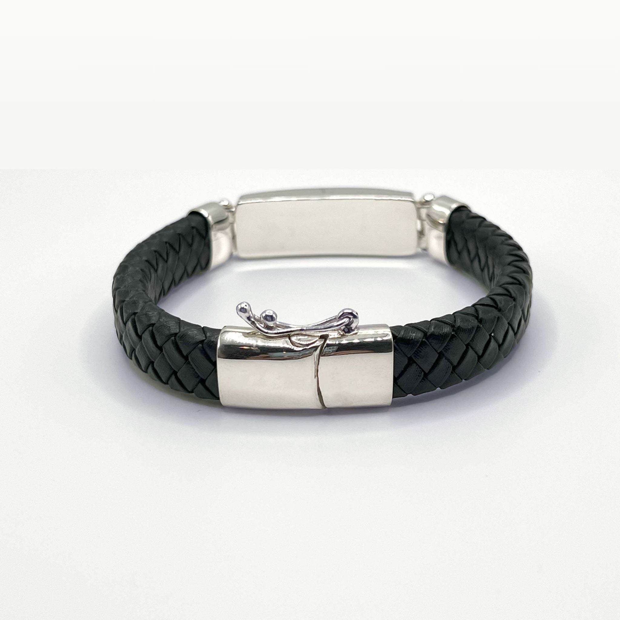 Dominican Larimar leather bracelet for men