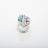 Rough Larimar stone ring handcrafted by the larimar shop