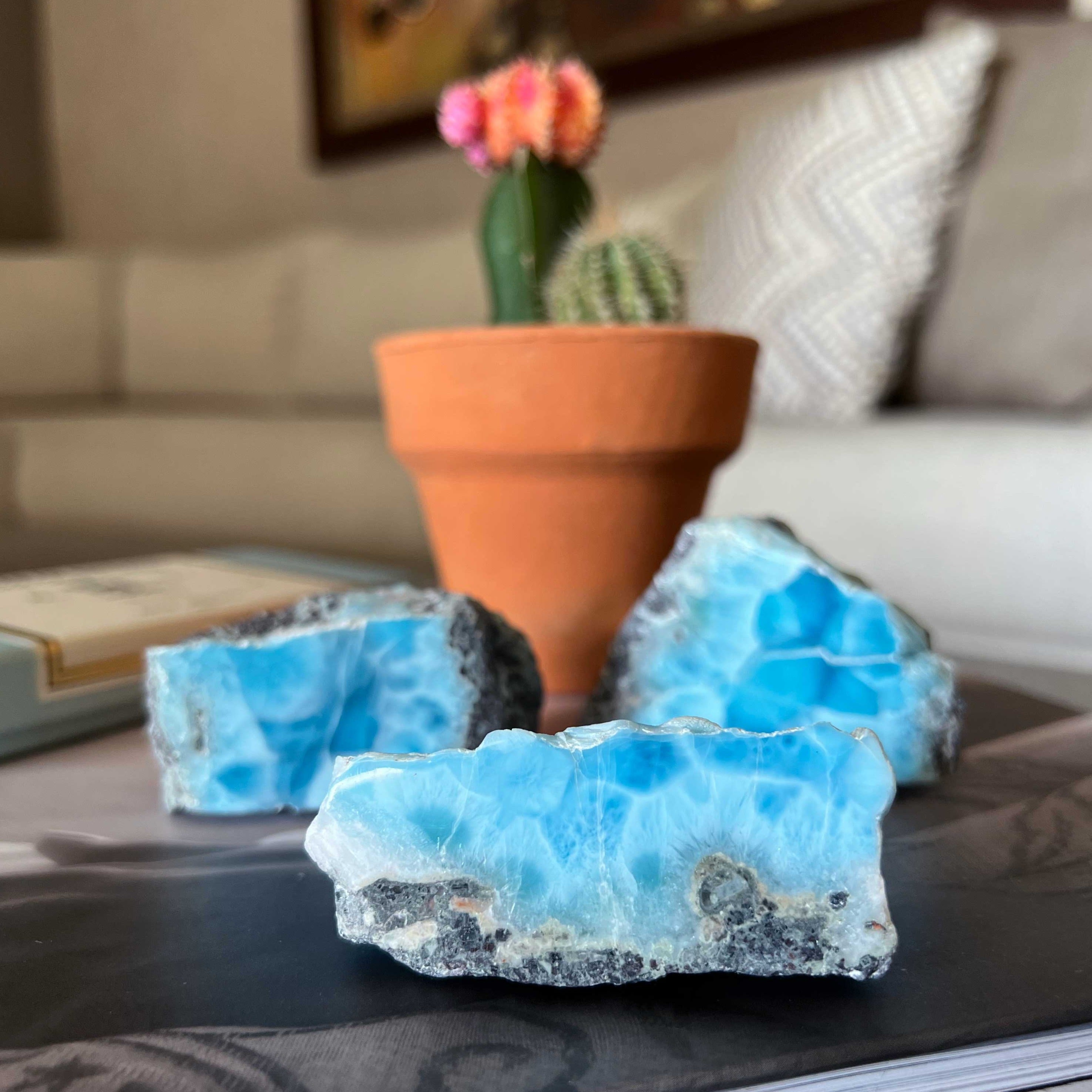 Paperweight Larimar Rock for home and office decor
