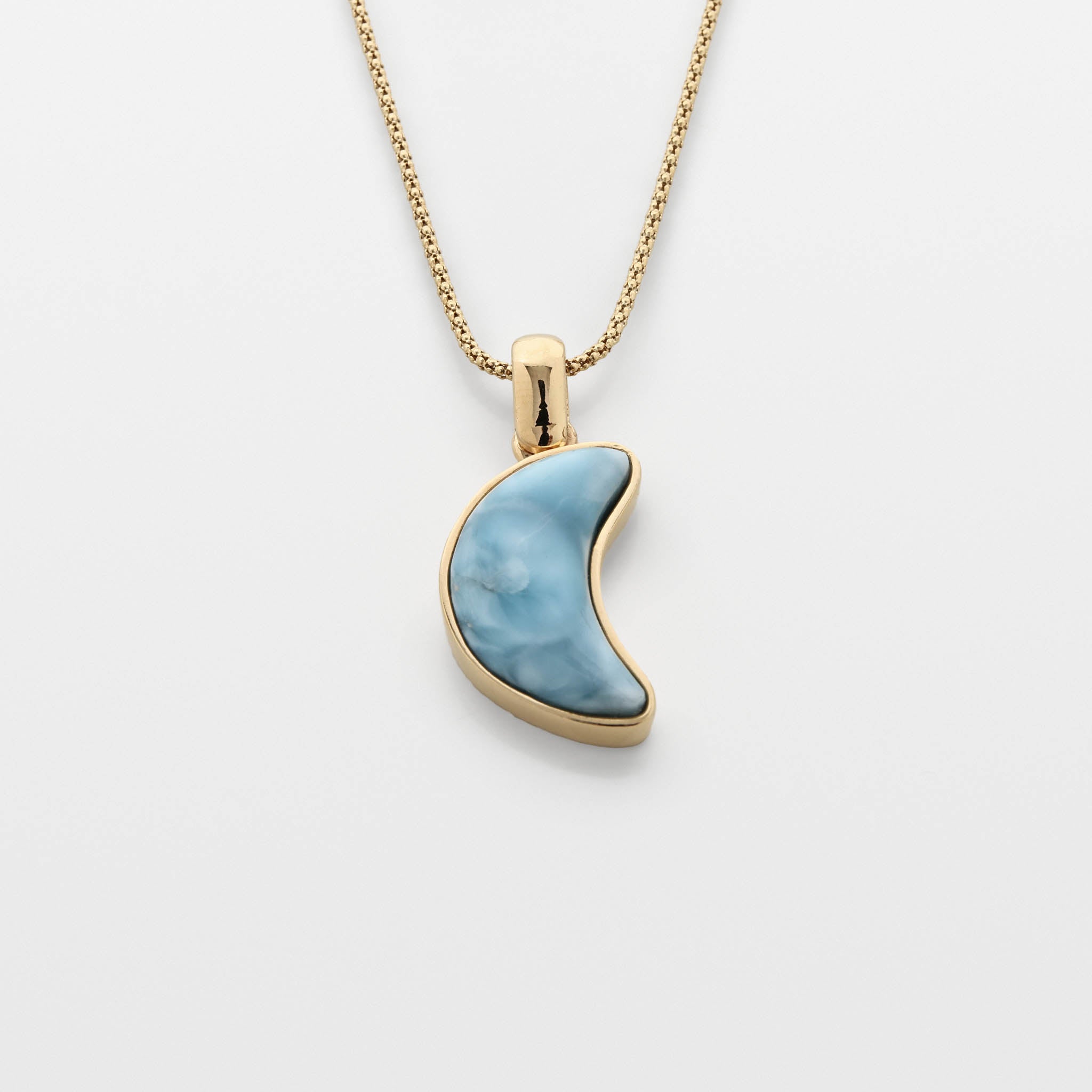 Larimar Gold Vermeil Moon Pendant Poppy
