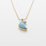 Larimar Gold Vermeil Moon Pendant Poppy
