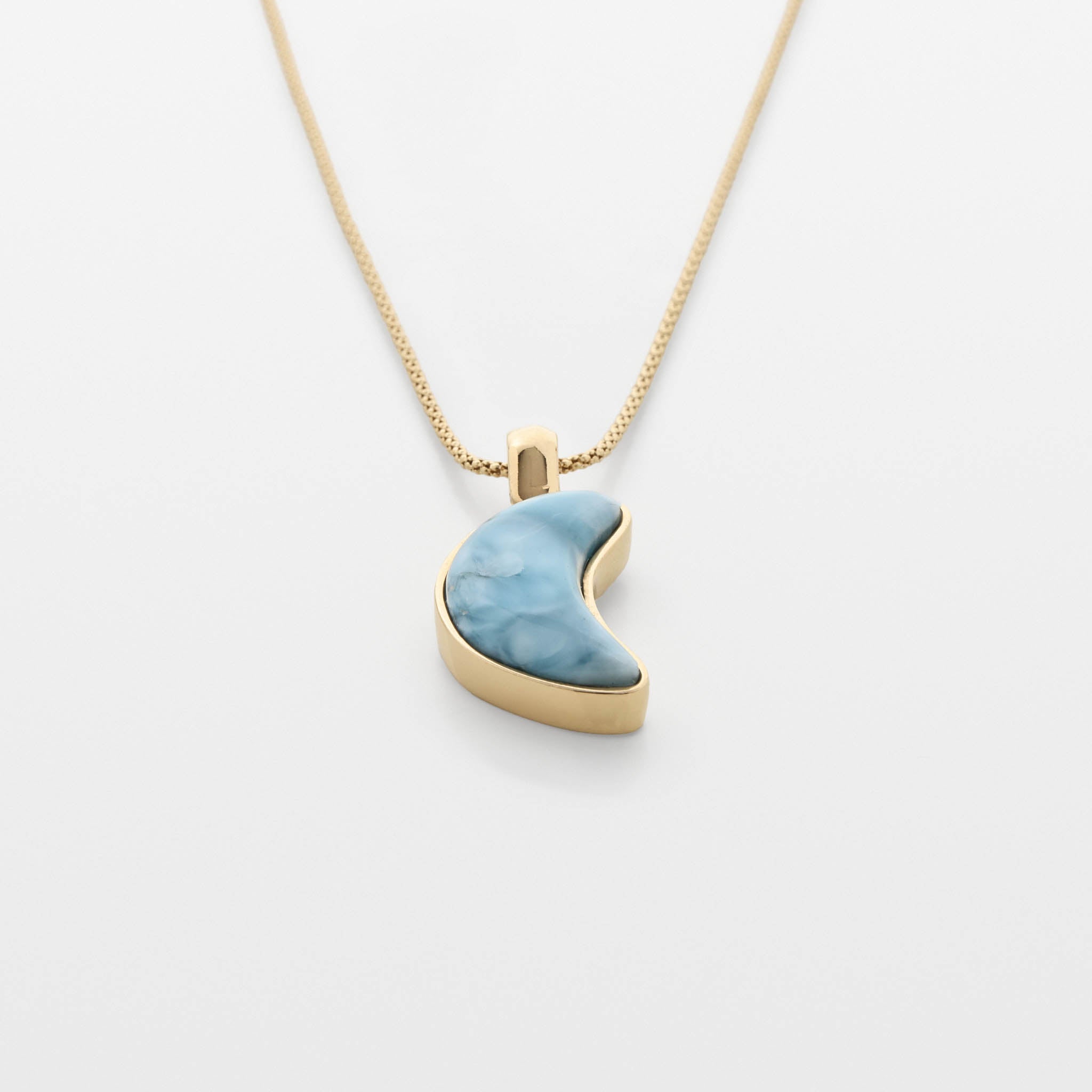 Larimar Gold Vermeil Moon Pendant Poppy