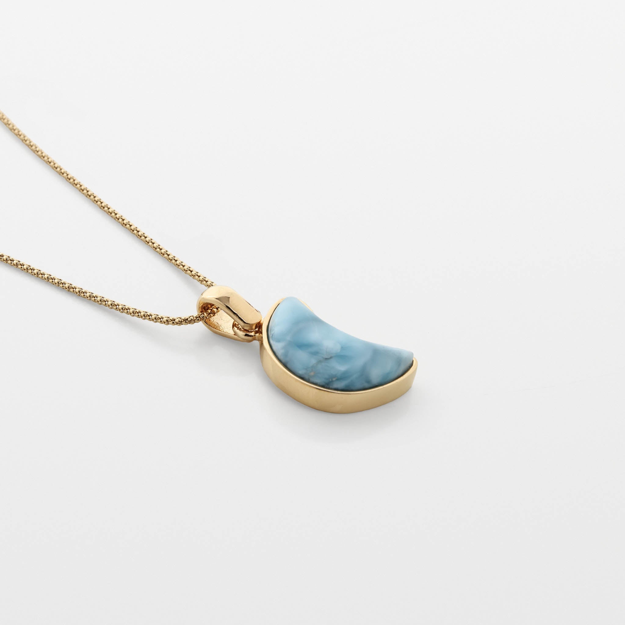 Larimar Gold Vermeil Moon Pendant Poppy