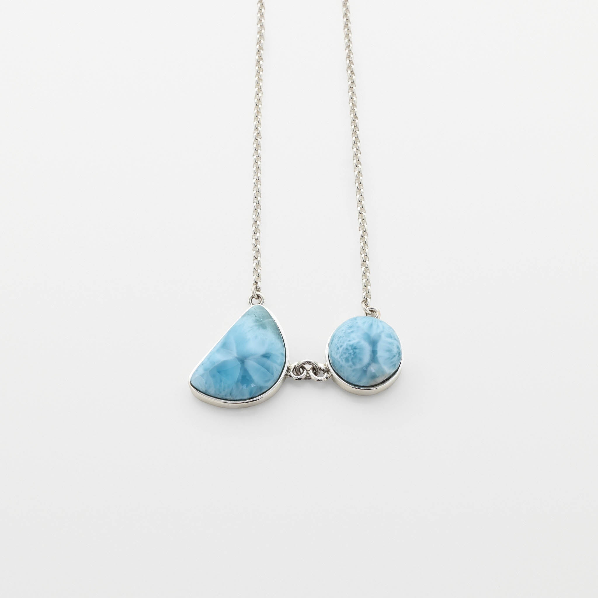 Larimar Silver Necklace Double Stone Nala 