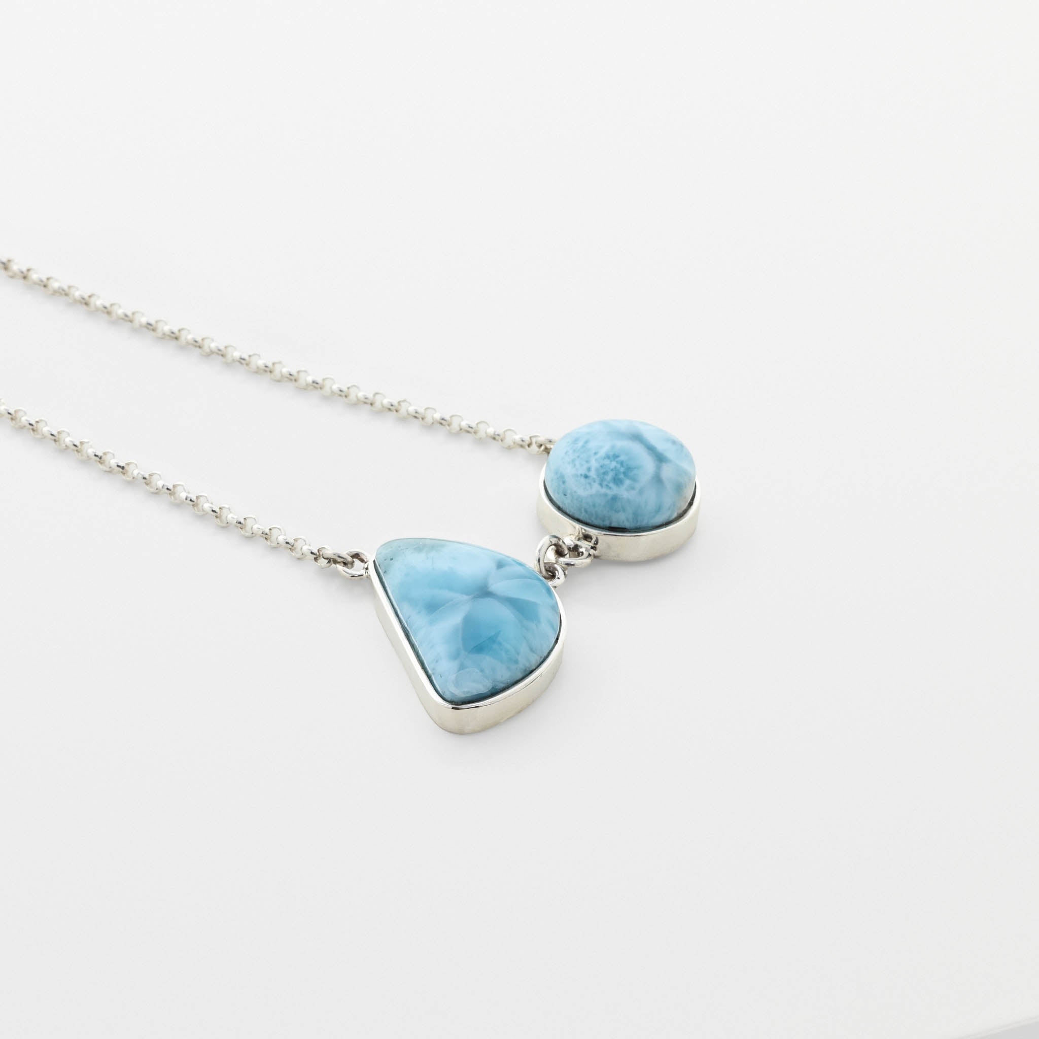 Larimar Silver Necklace Double Stone Nala 