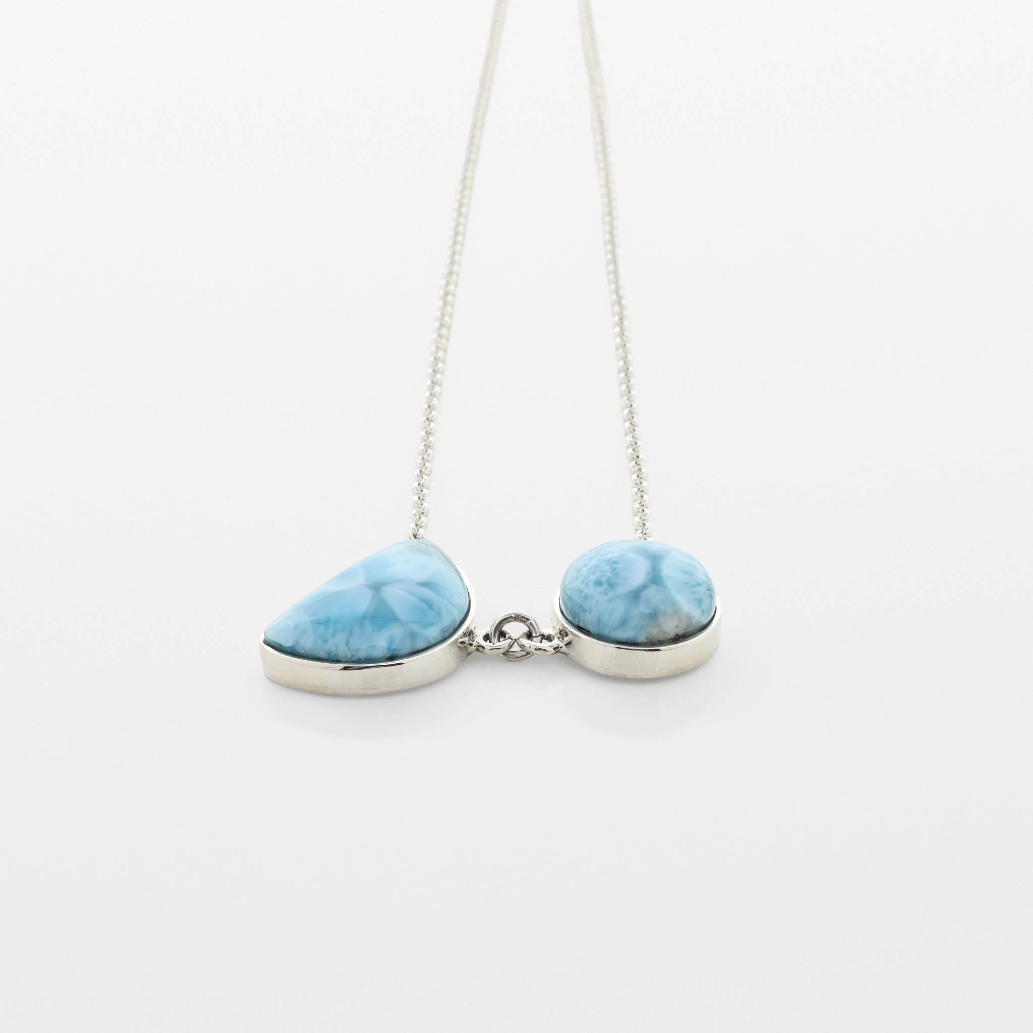 Larimar Silver Necklace Double Stone Nala 