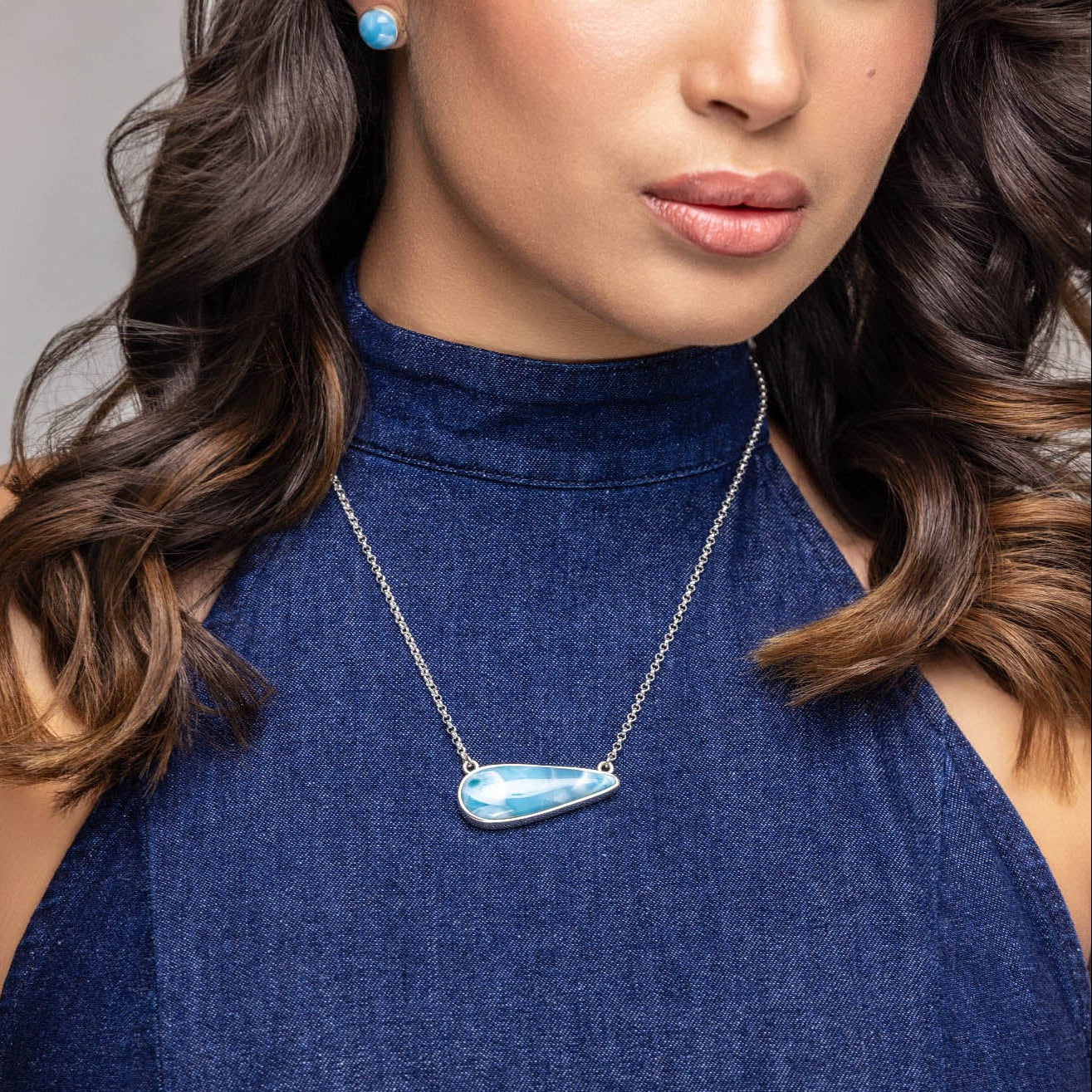Larimar Drop Necklace Naomi