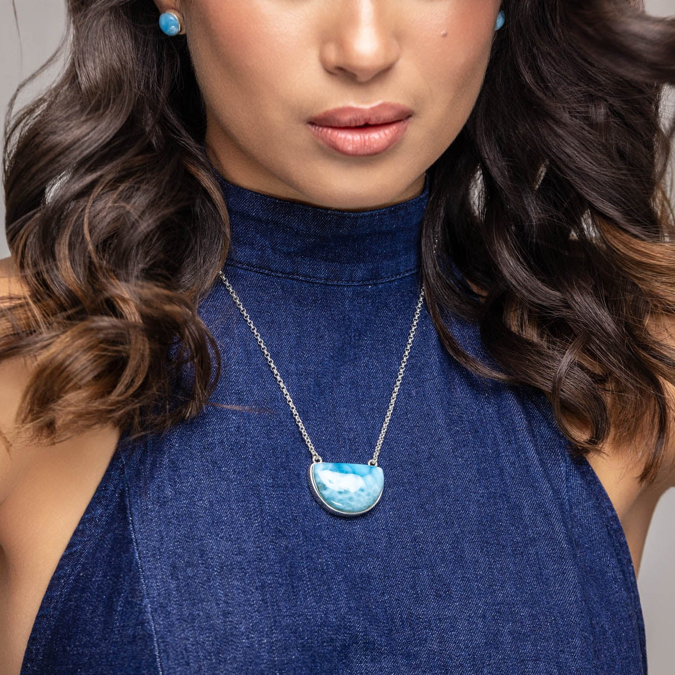 Larimar Silver Necklace Nina