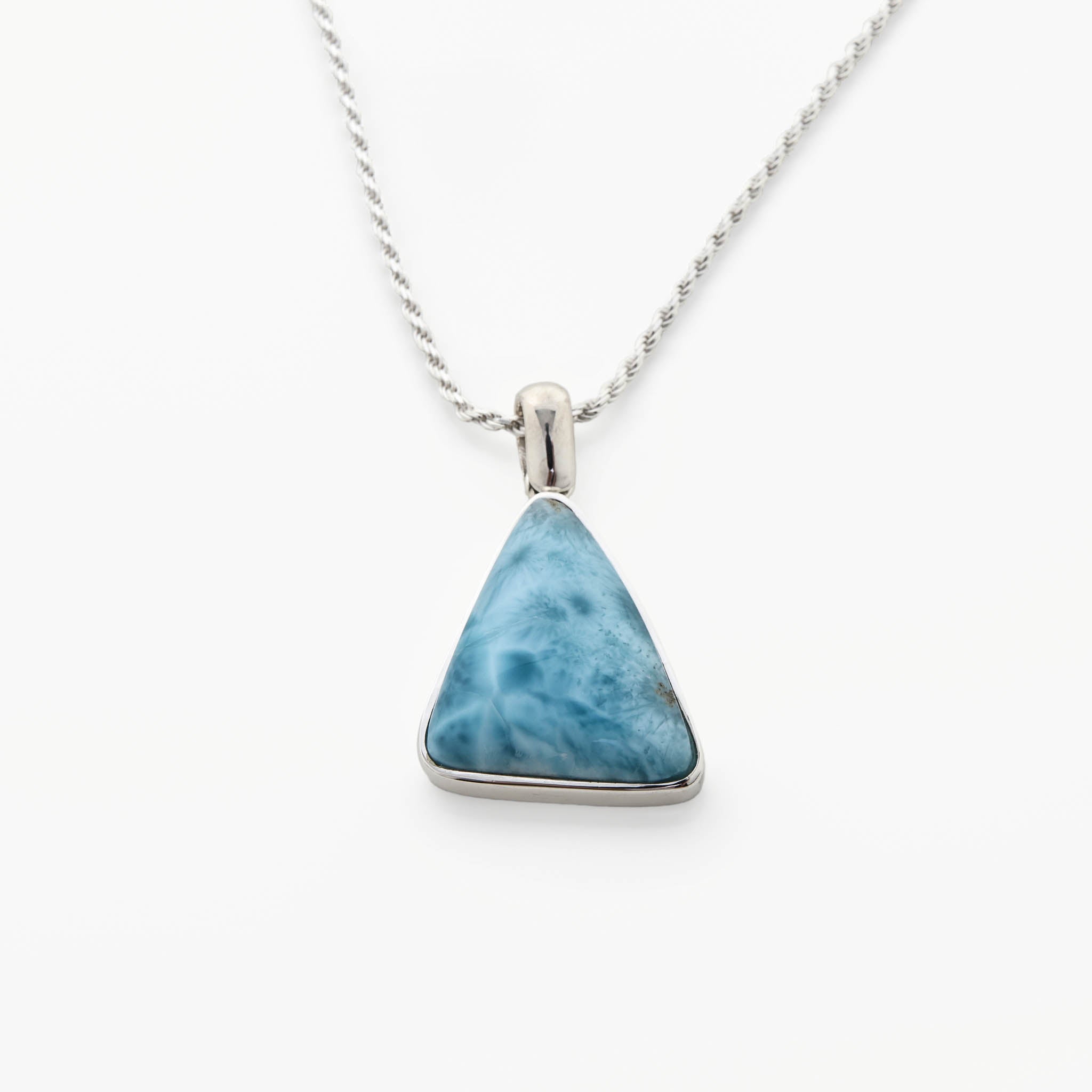 Larimar Triangle Pendant Blue Stone