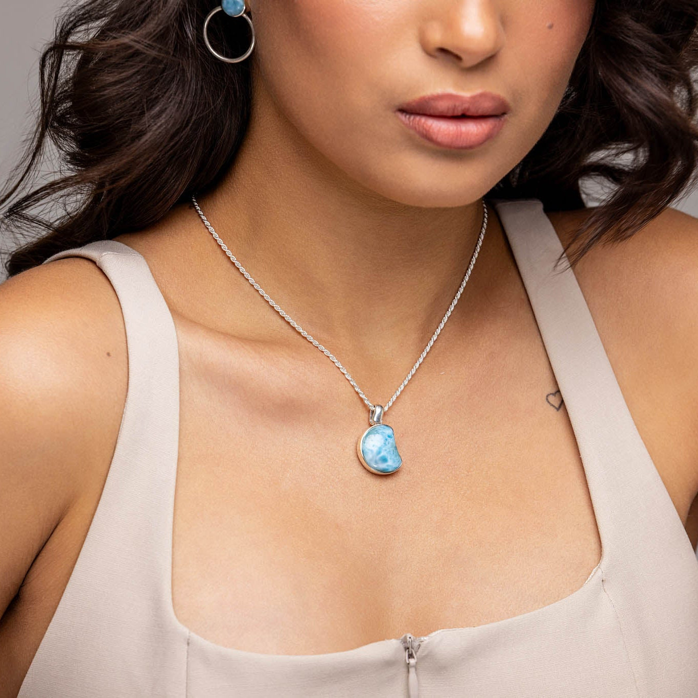 Larimar Moon Shaped Pendant Julie