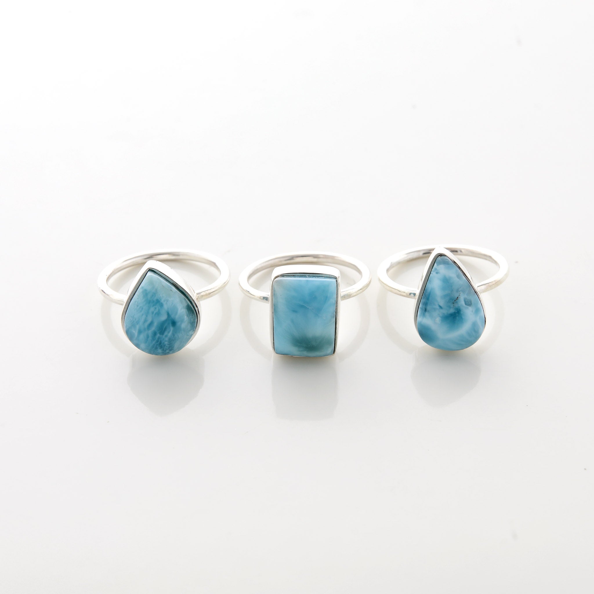 Larimar Stone Ring Trio Elysia