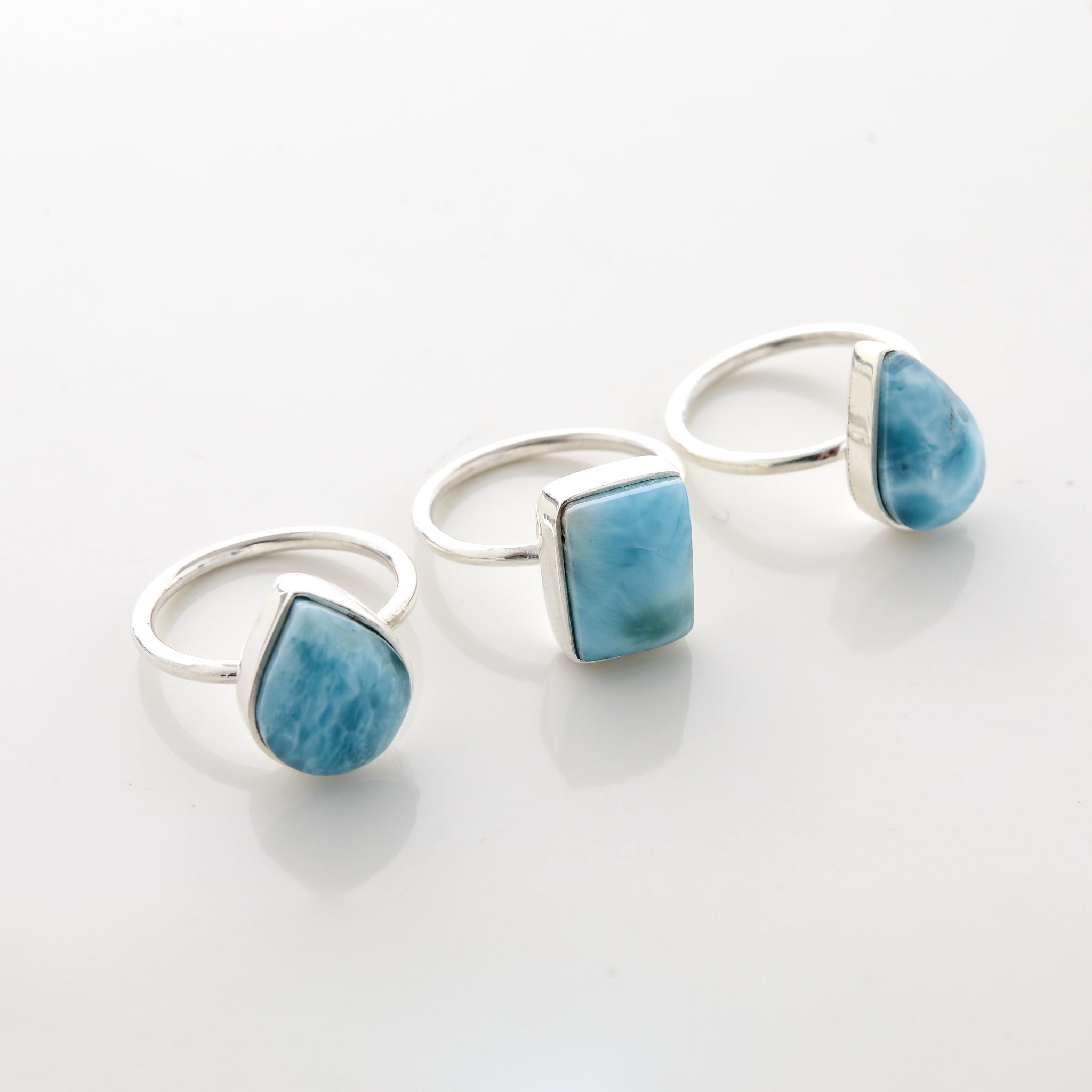 Larimar Stone Ring Trio Elysia