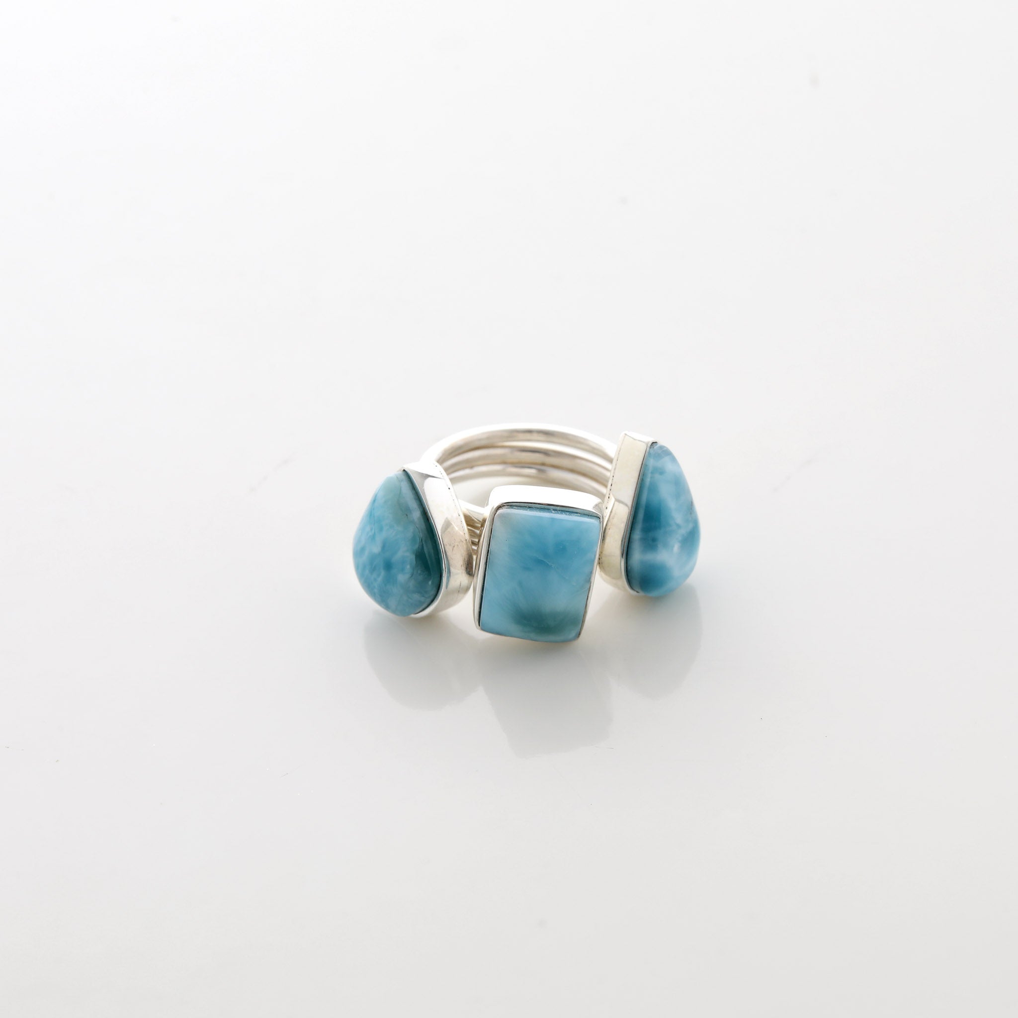 Larimar Stone Ring Trio Elysia