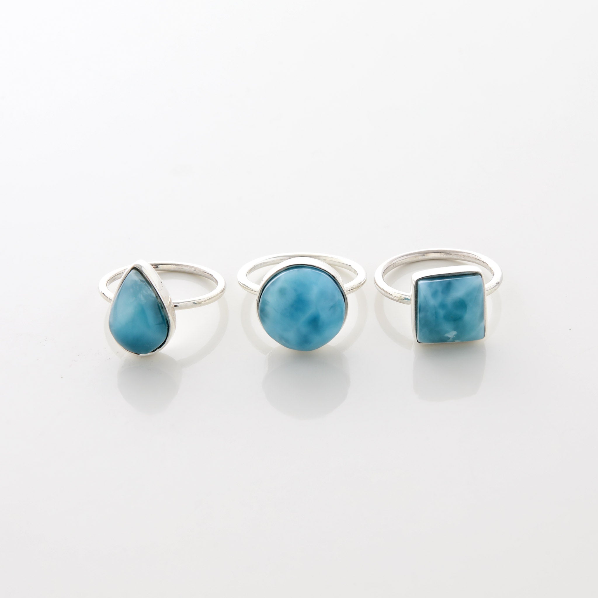 Larimar Stone Ring Trio Elain