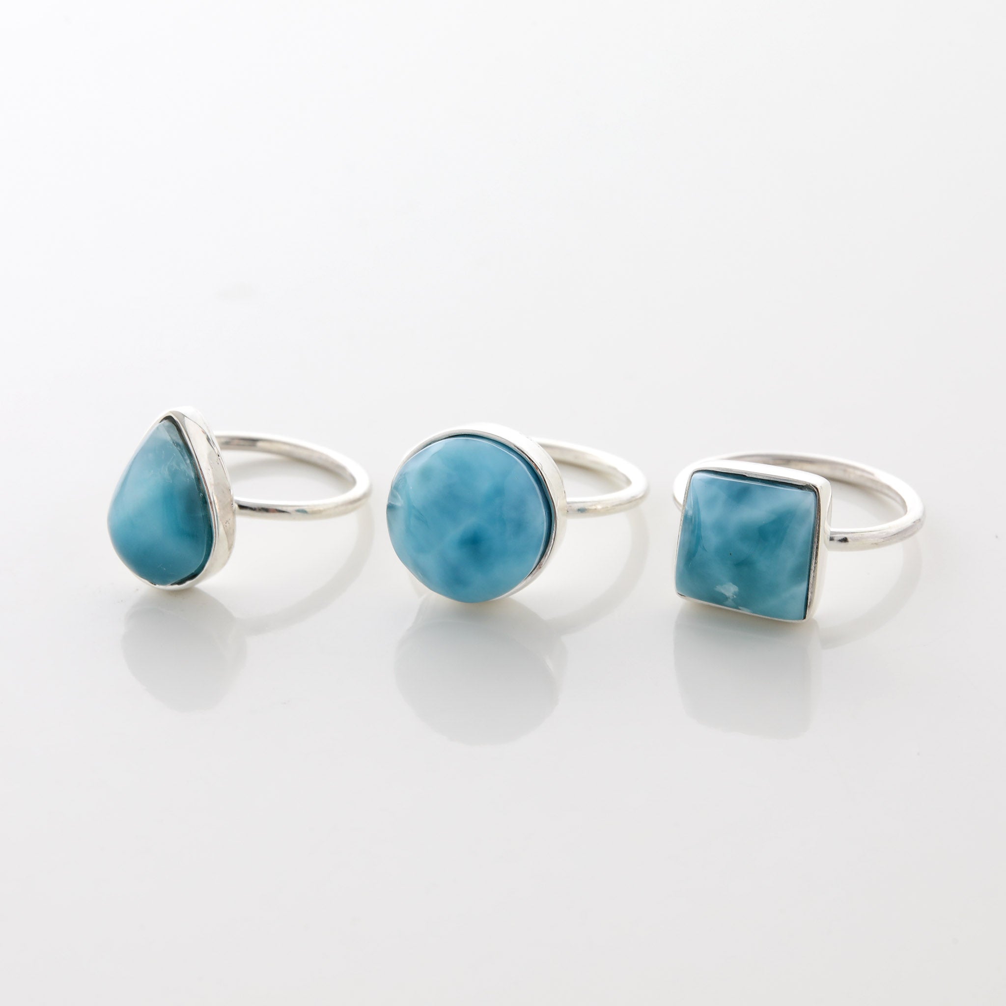 Larimar Stone Ring Trio Elain