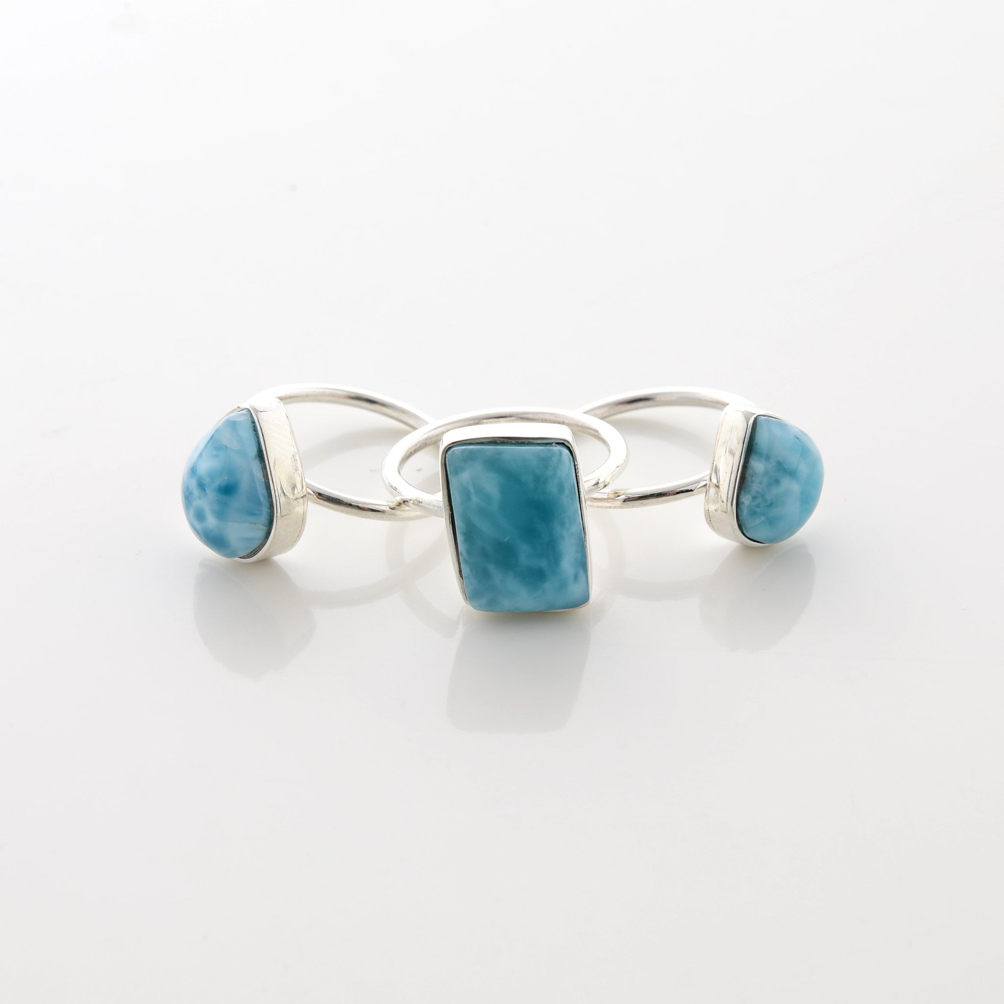 Larimar Stone Ring Trio Ellie 