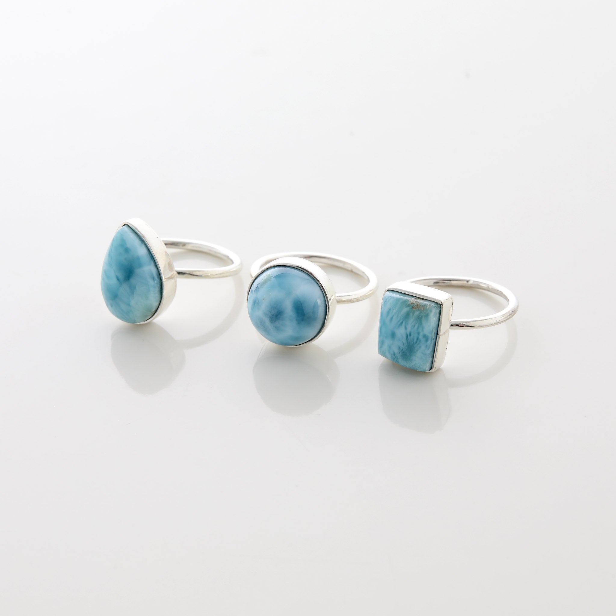 Larimar Stone Ring Trio Elodie