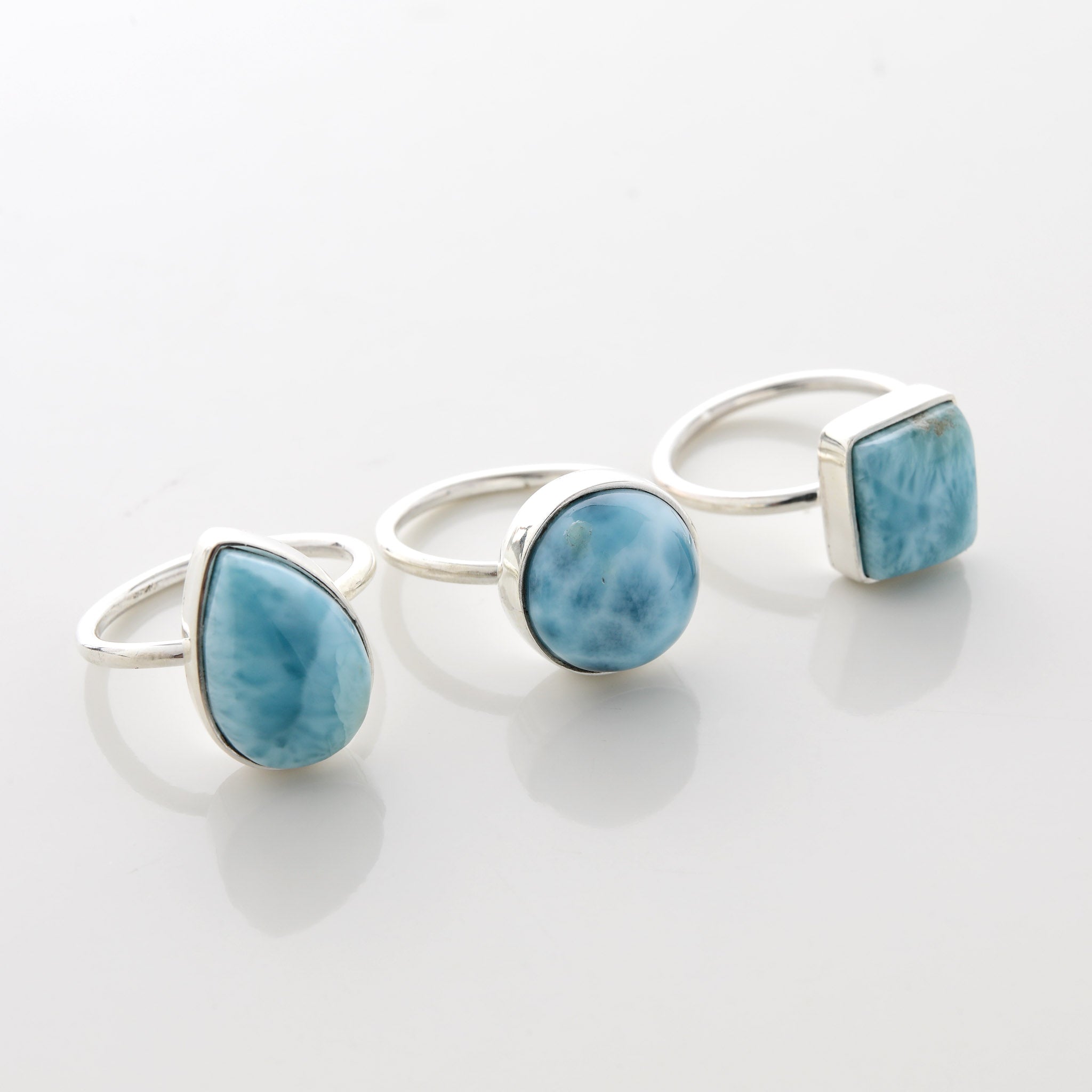 Larimar Stone Ring Trio Elodie