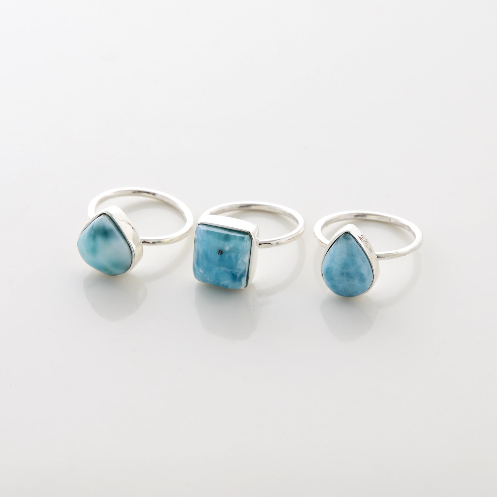 Larimar Stone Ring Trio Emira