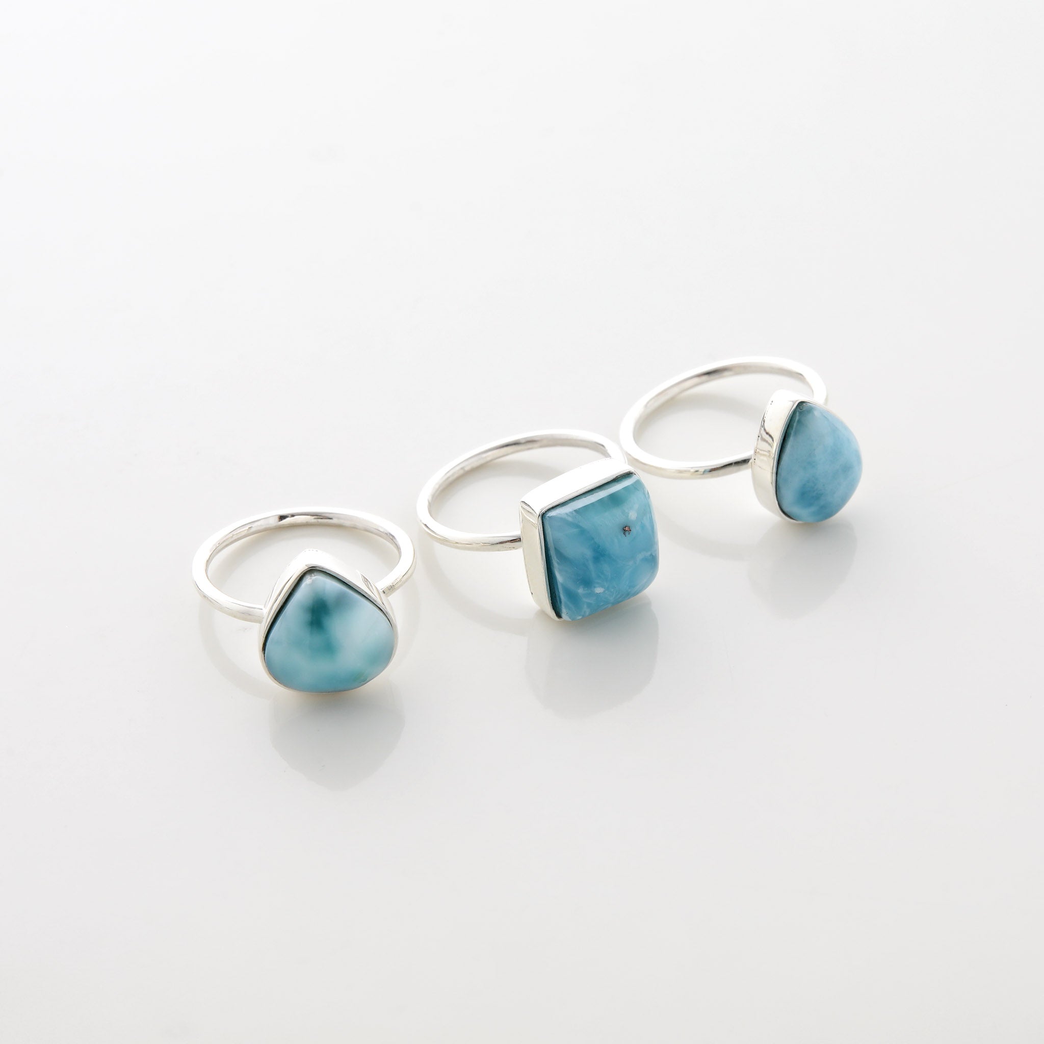 Larimar Stone Ring Trio Emira