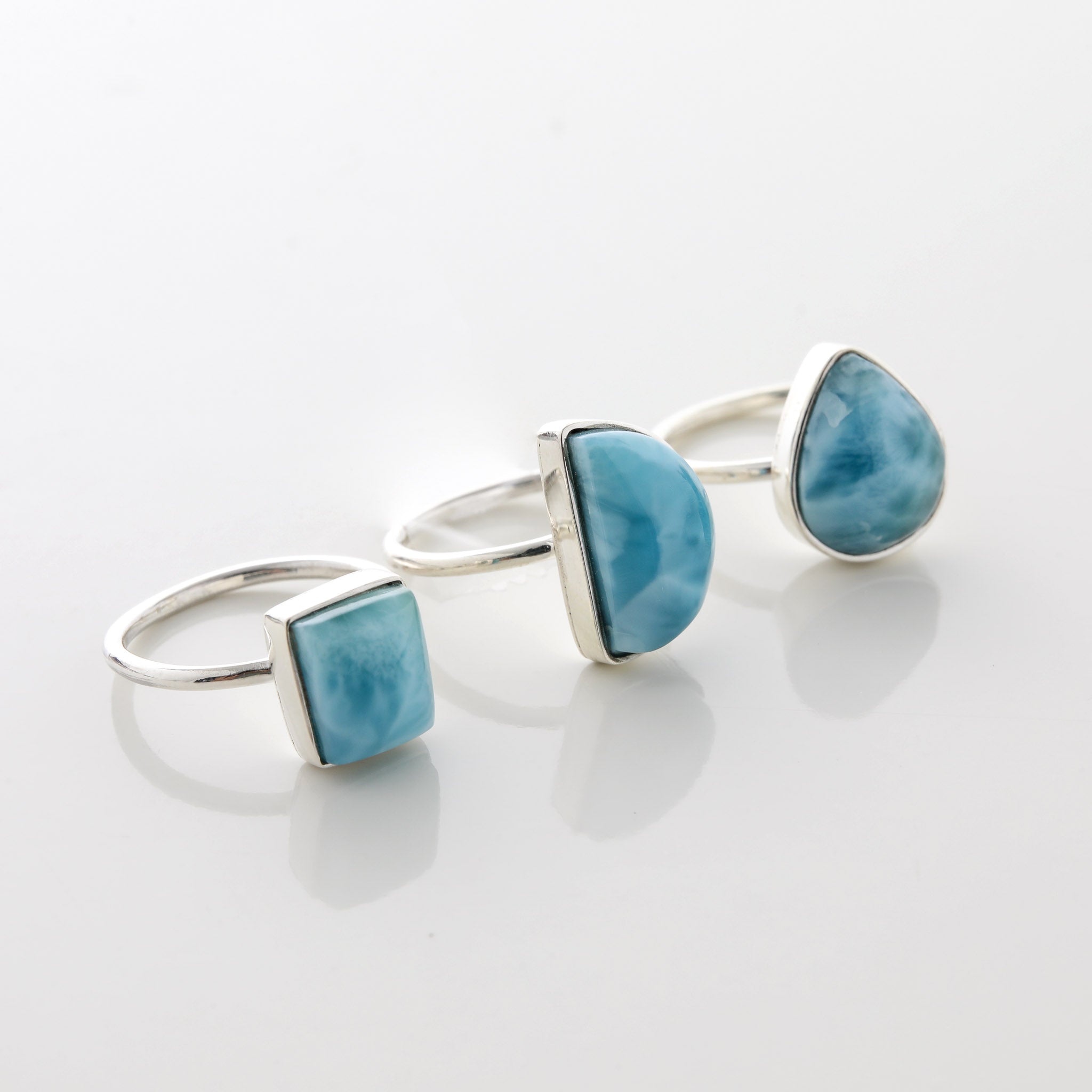 Larimar Stone Ring Trio Eris