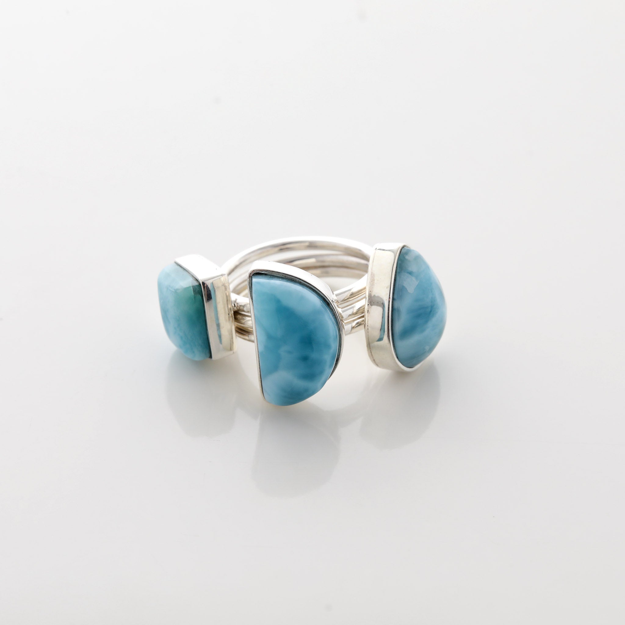 Larimar Stone Ring Trio Eris