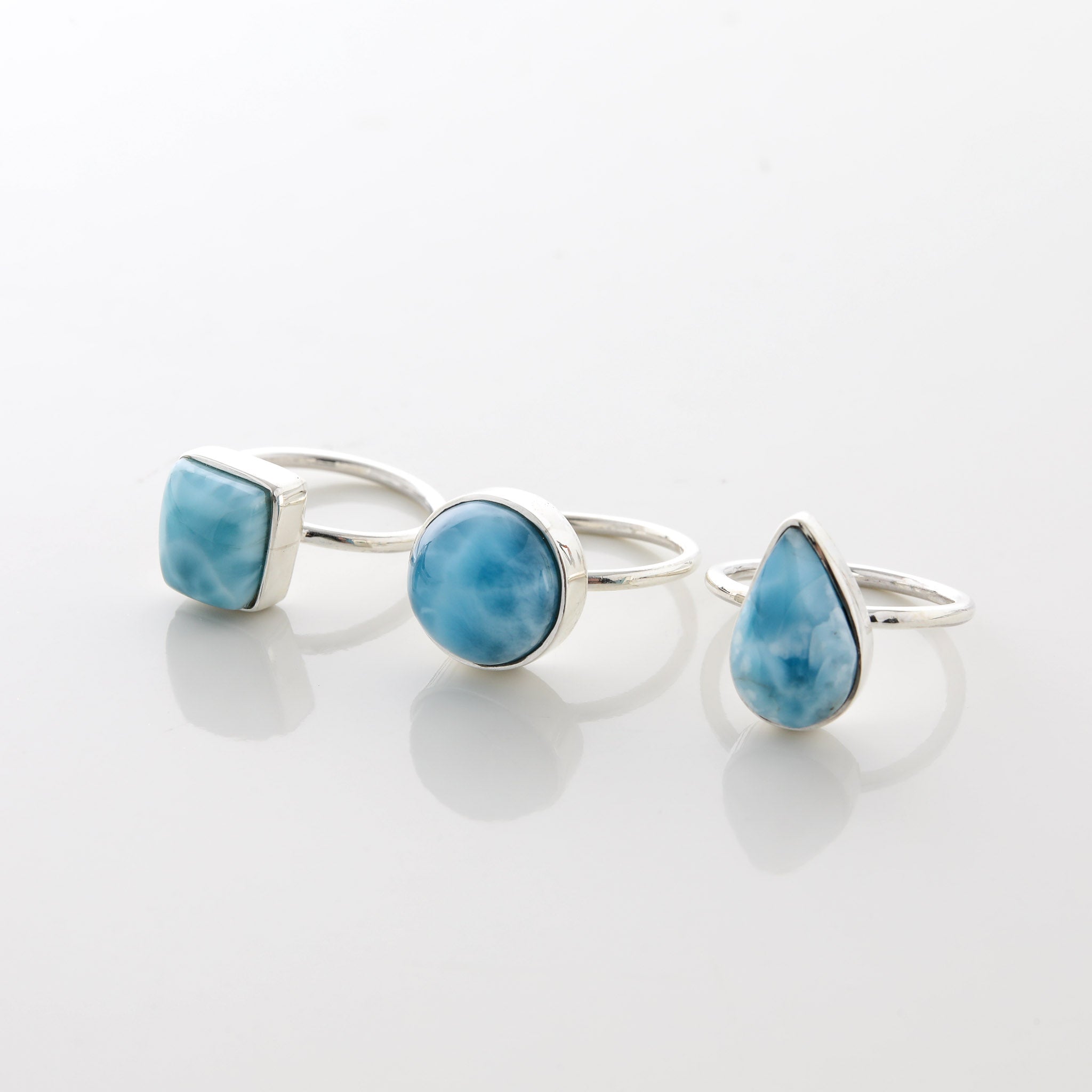 Larimar Stone Ring Trio Esme