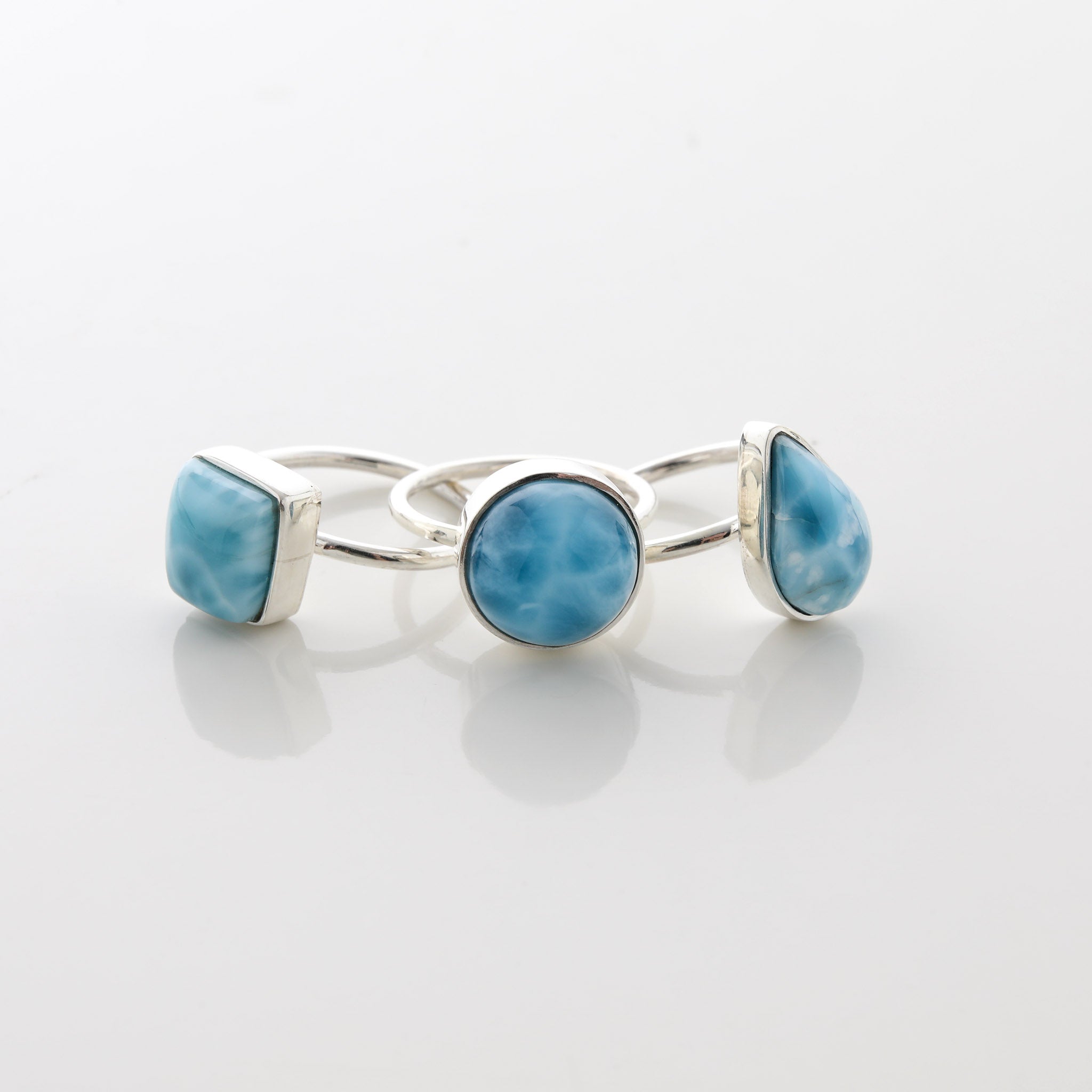 Larimar Stone Ring Trio Esme