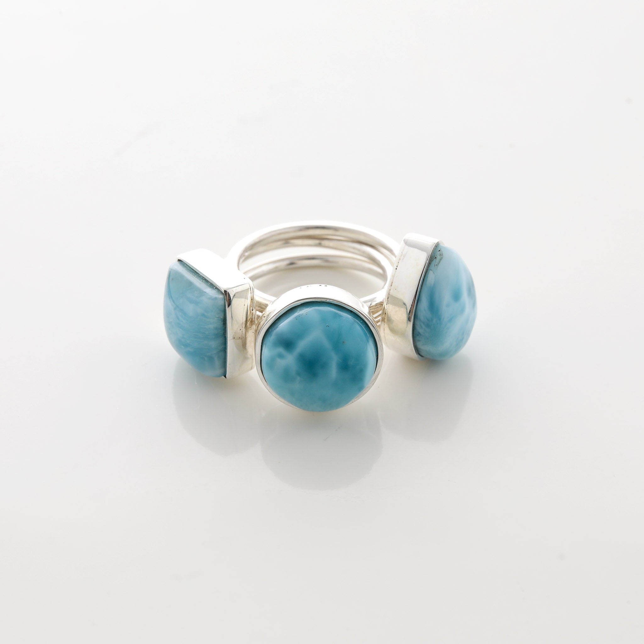 Larimar Stone Ring Trio Evie