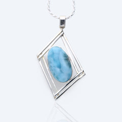 Larimar stone in a geometric triangle setting Pendant for Women