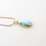 Larimar Gold Vermeil Lune Pendant