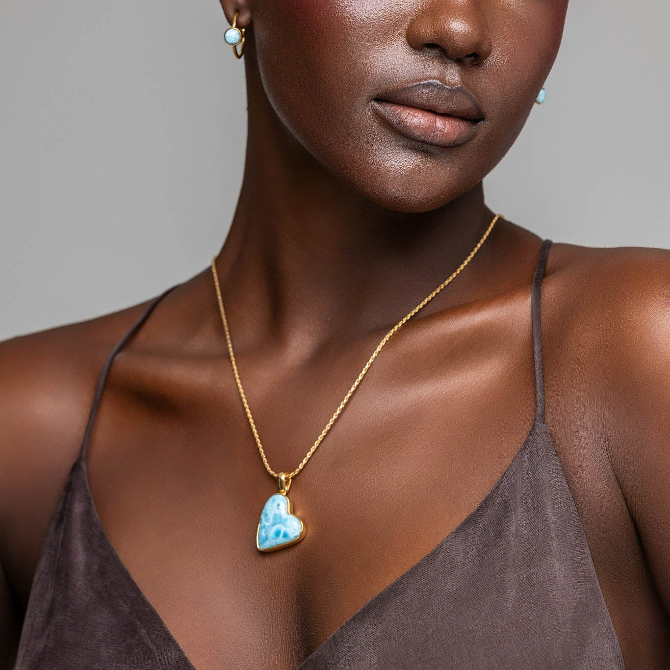 Larimar Gold Vermeil Heart Pendant Phoenix