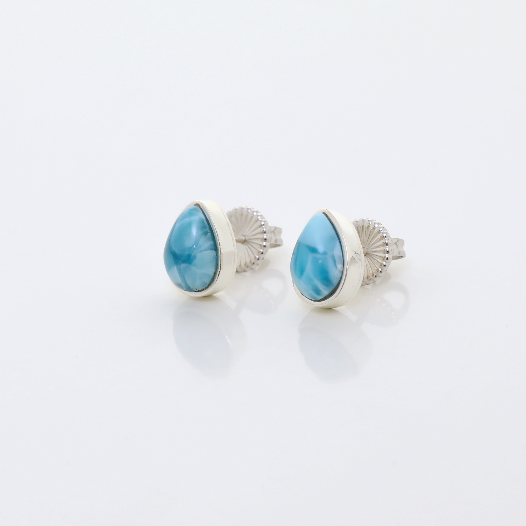 Larimar Pear Shape Studs
