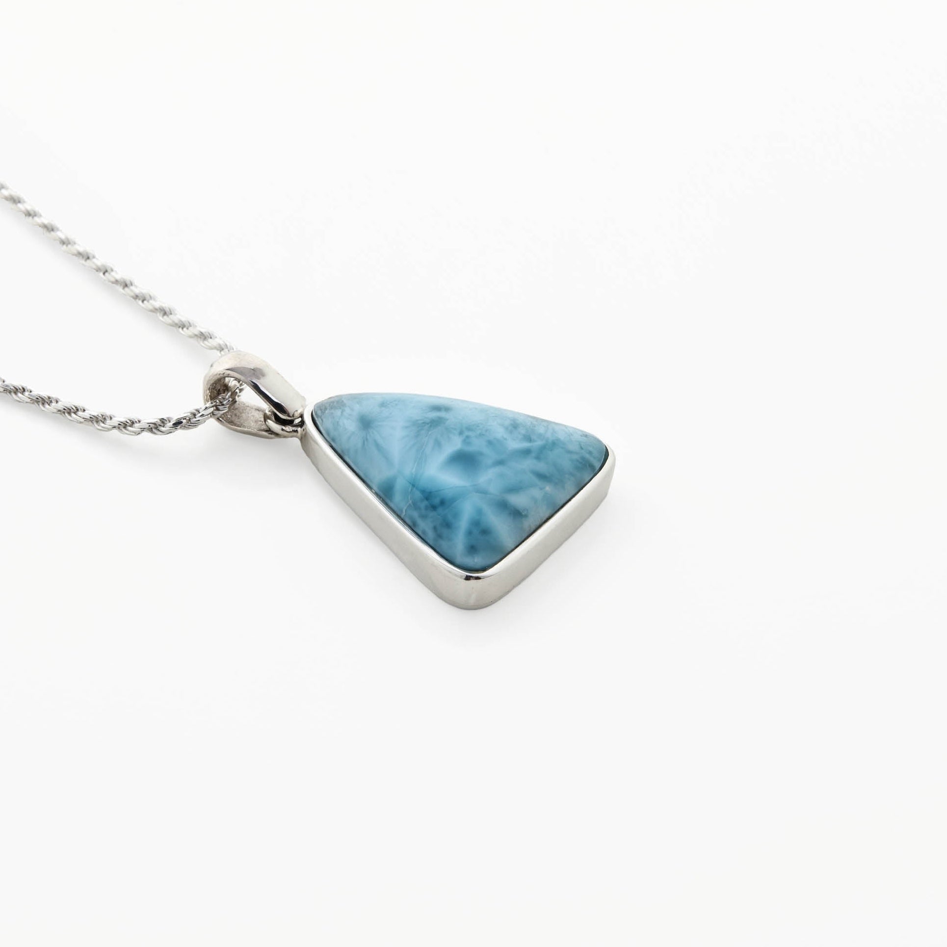 Larimar Triangle Pendant Blue Stone