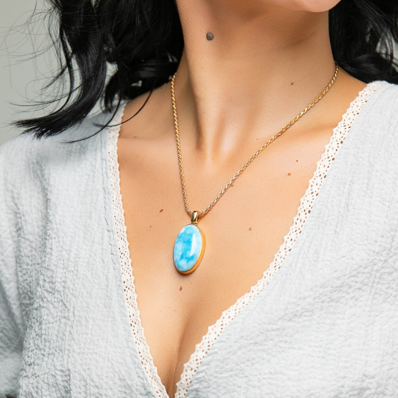 Larimar Gold Vermeil Pendant Oriana