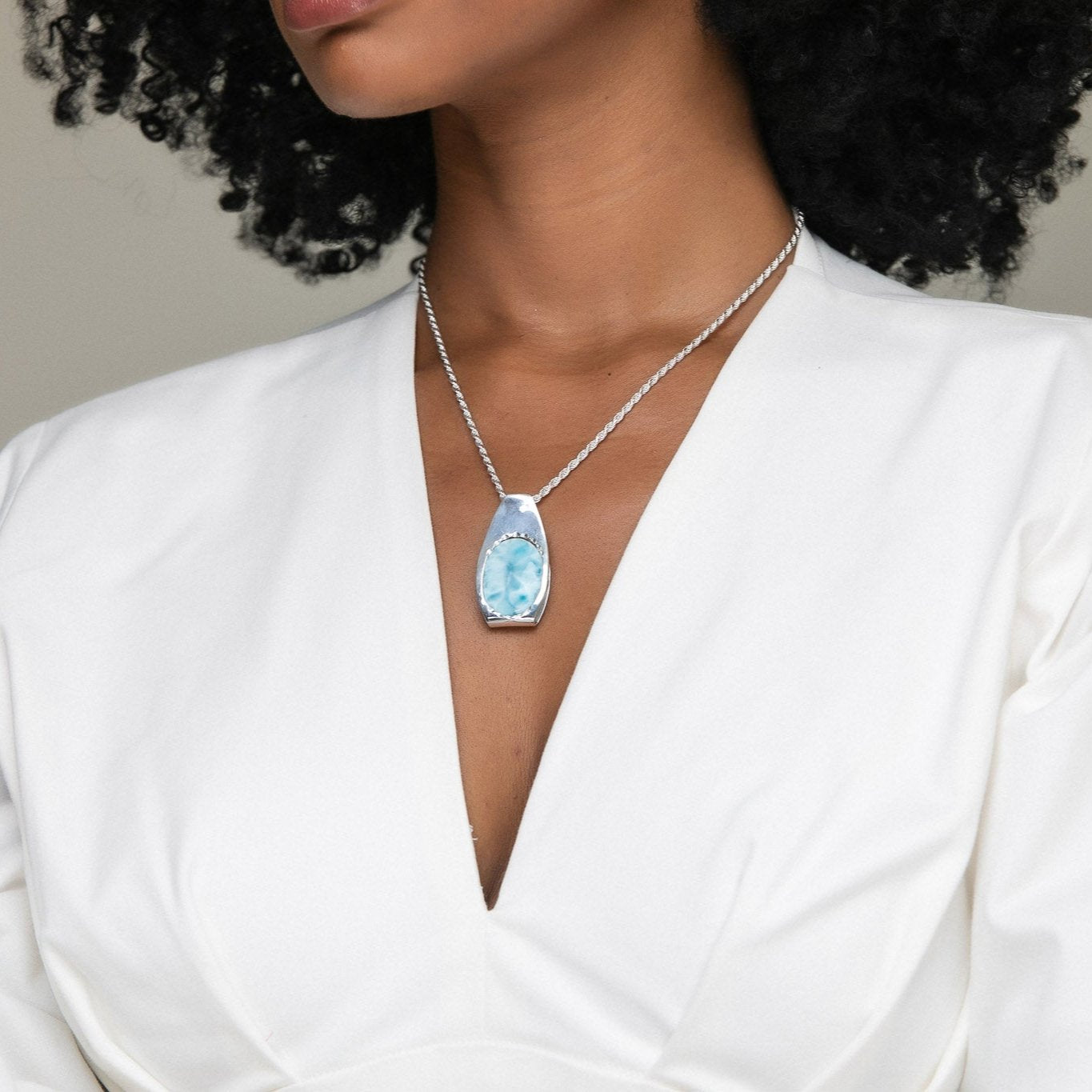  Poesia Larimar Stone Pendant - Blue Hues Stone