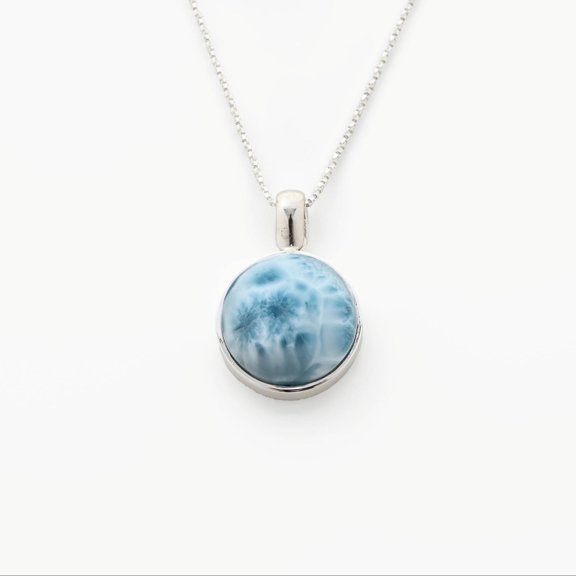 Round Circle Larimar Stone Pendant