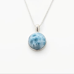 Round Circle Larimar Stone Pendant